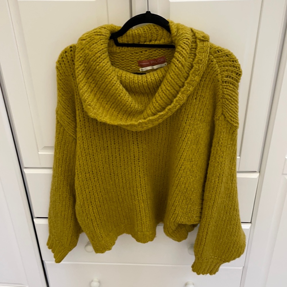 Anthropology Mustard chunky sweater